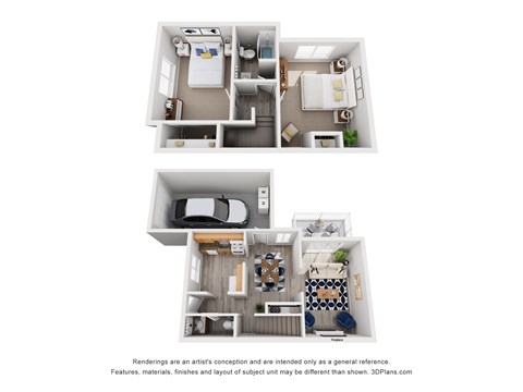 Floor plan for 2 beds, 1.5 baths, 1031 sqft